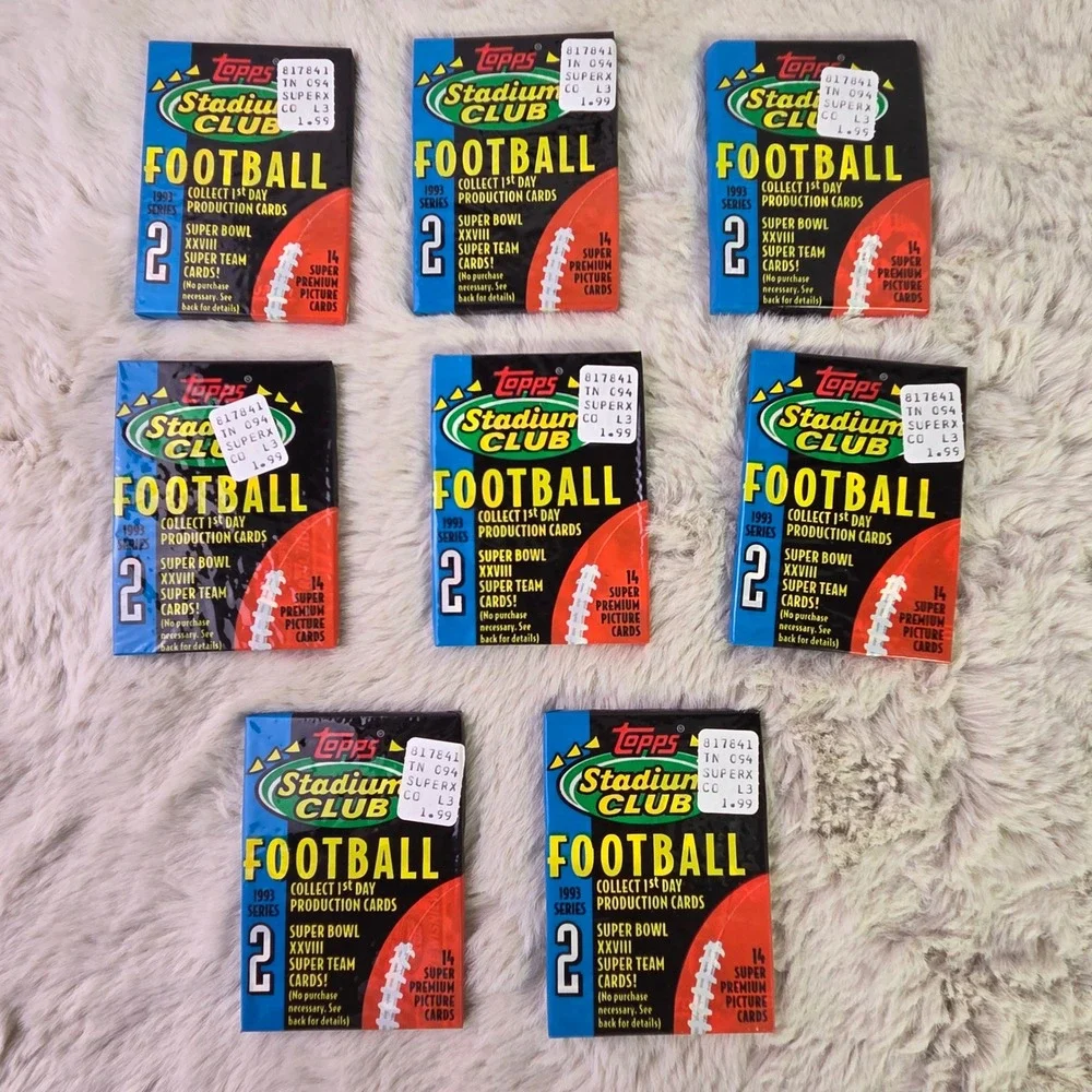 8 Pack Lot 1993 Topps Stadium Club Football Series 2 Sealed Wax Packs 14 Cards
